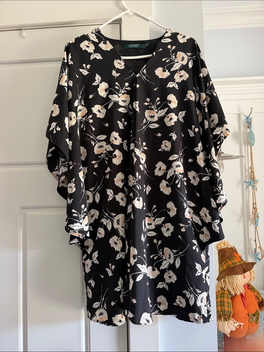Lauren Ralph Lauren Black Floral  Dress with Cream Blooms